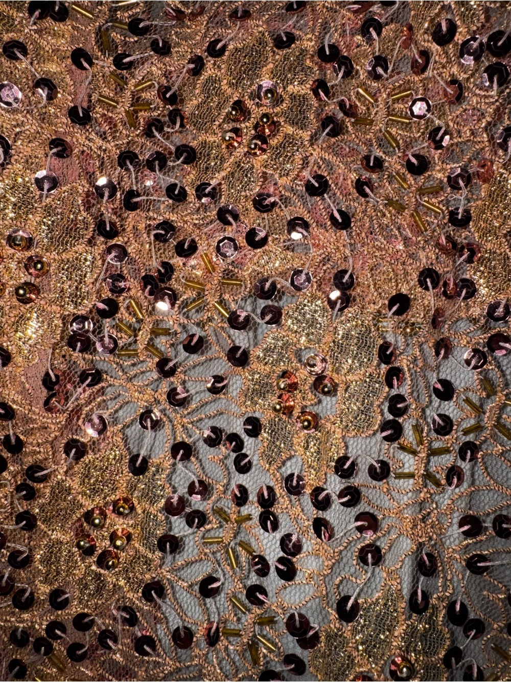 Best Quality Gold Mesh Lace Shawl Wrap with Sequin Beaded with Purple Accents - Picture 9 of 10